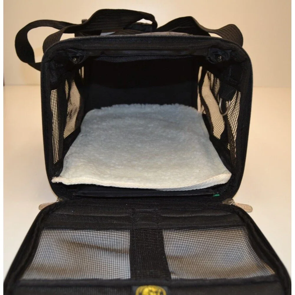NWT Sherpa Orig Deluxe Pet Carrier XS/S Dog Cat Black Airline Approve $70 MSRP